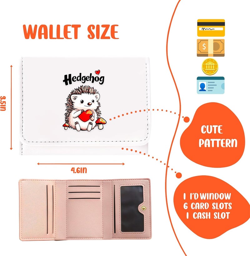 BJDAMAI Hedgehog Wallet For Teens Kids Girls Age 6,7,8,9,10,11,12, Small Slim Thin Mini Compact Women Wallet, Animal Lovers Gifts Stuff, Cash Card Coin Pocket Window For Female! - Image 2